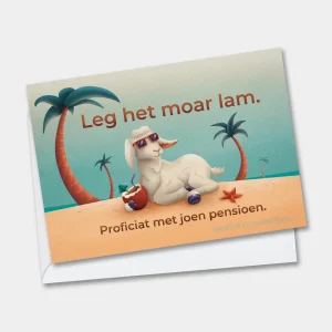 Leg het moar lam West-Vlaamse wenskaart pensioen