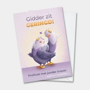 Geringd duiven West-Vlaamse wenskaart voor huwelijk