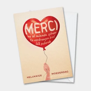 Merci puber'n- grappige West-Vlaamse wenskaart voor moederdag