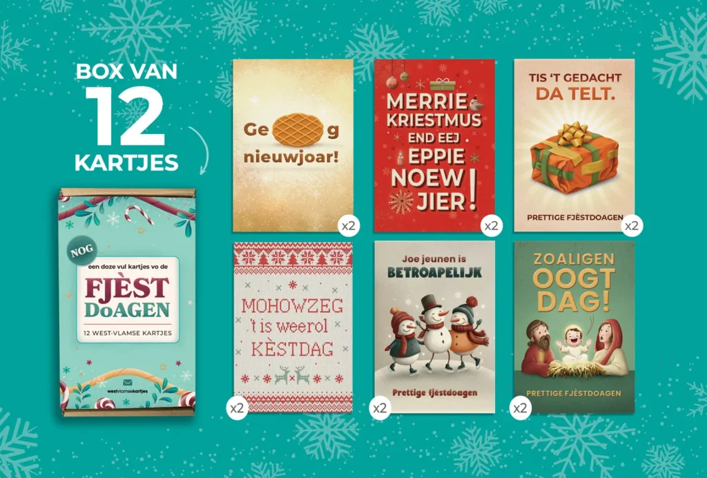 Kerstbox West-Vlamse kartjes 12 kaartjes voor de feestdagen