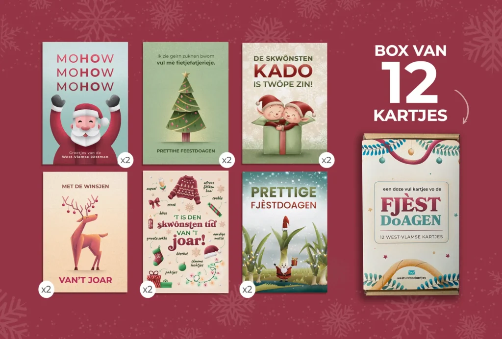 West-Vlamse kartjes set van 12 kaartjes voor de feestdagen