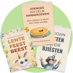 Grappige west-vlaamse wenskaartjes voor communie, lentefeest, moederdag en verjaardag